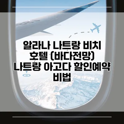 알라나 나트랑 비치 호텔 (바다전망) 나트랑 아고다 할인예약 비법