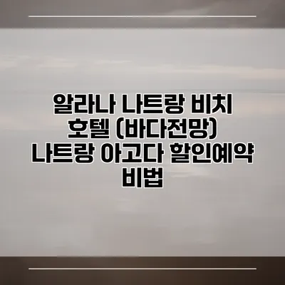 알라나 나트랑 비치 호텔 (바다전망) 나트랑 아고다 할인예약 비법