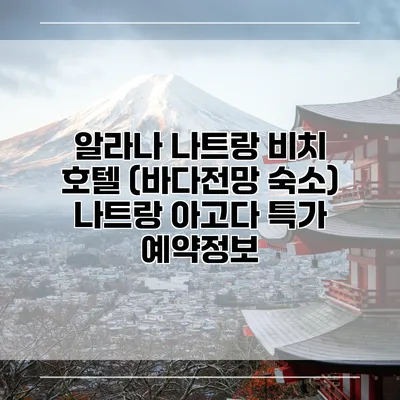 알라나 나트랑 비치 호텔 (바다전망 숙소) 나트랑 아고다 특가 예약정보