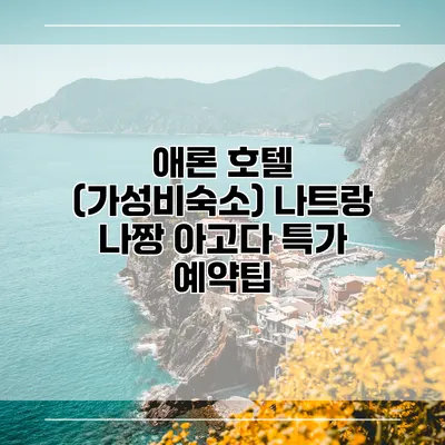 애론 호텔 (가성비숙소) 나트랑 나짱 아고다 특가 예약팁