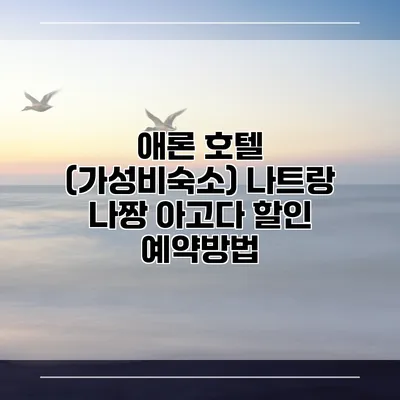 애론 호텔 (가성비숙소) 나트랑 나짱 아고다 할인 예약방법