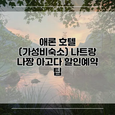 애론 호텔 (가성비숙소) 나트랑 나짱 아고다 할인예약 팁