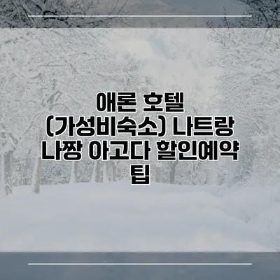 애론 호텔 (가성비숙소) 나트랑 나짱 아고다 할인예약 팁