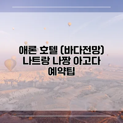 애론 호텔 (바다전망) 나트랑 나짱 아고다 예약팁