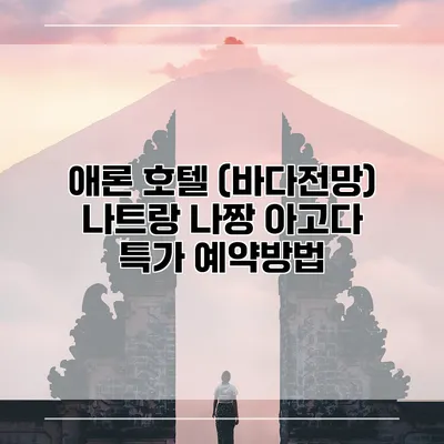애론 호텔 (바다전망) 나트랑 나짱 아고다 특가 예약방법