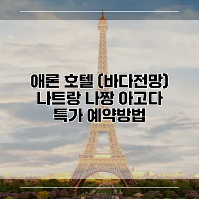 애론 호텔 (바다전망) 나트랑 나짱 아고다 특가 예약방법