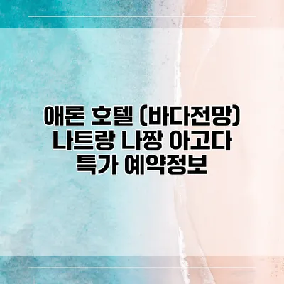 애론 호텔 (바다전망) 나트랑 나짱 아고다 특가 예약정보