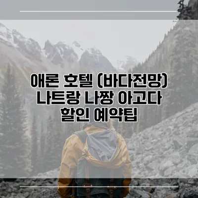 애론 호텔 (바다전망) 나트랑 나짱 아고다 할인 예약팁