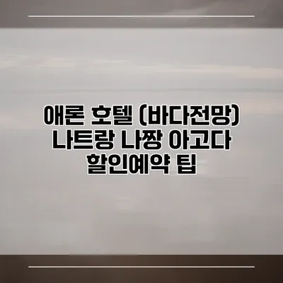애론 호텔 (바다전망) 나트랑 나짱 아고다 할인예약 팁