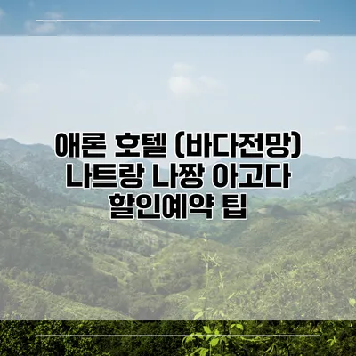 애론 호텔 (바다전망) 나트랑 나짱 아고다 할인예약 팁