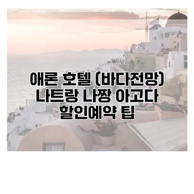애론 호텔 (바다전망) 나트랑 나짱 아고다 할인예약 팁