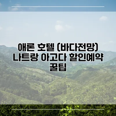 애론 호텔 (바다전망) 나트랑 아고다 할인예약 꿀팁