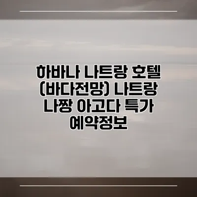 하바나 나트랑 호텔 (바다전망) 나트랑 나짱 아고다 특가 예약정보