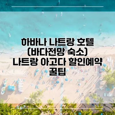 하바나 나트랑 호텔 (바다전망 숙소) 나트랑 아고다 할인예약 꿀팁