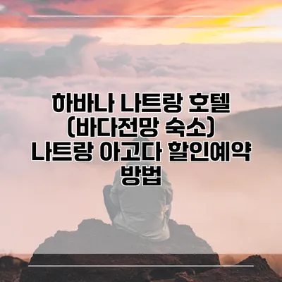 하바나 나트랑 호텔 (바다전망 숙소) 나트랑 아고다 할인예약 방법