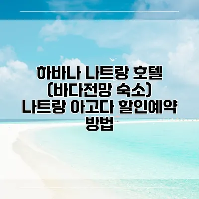 하바나 나트랑 호텔 (바다전망 숙소) 나트랑 아고다 할인예약 방법