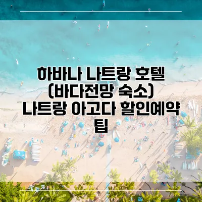 하바나 나트랑 호텔 (바다전망 숙소) 나트랑 아고다 할인예약 팁